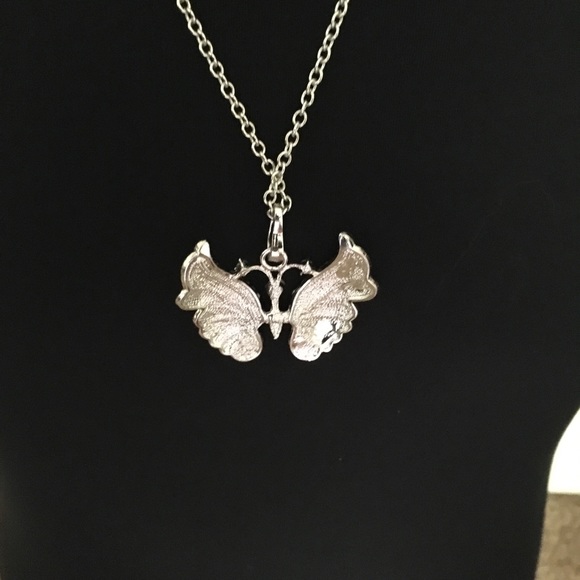 Purple enamel butterfly pendant with crystals - Picture 4 of 7